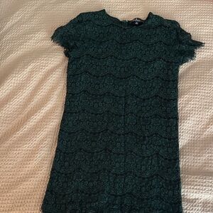Lulu's Dark Green Lace Mini Dress